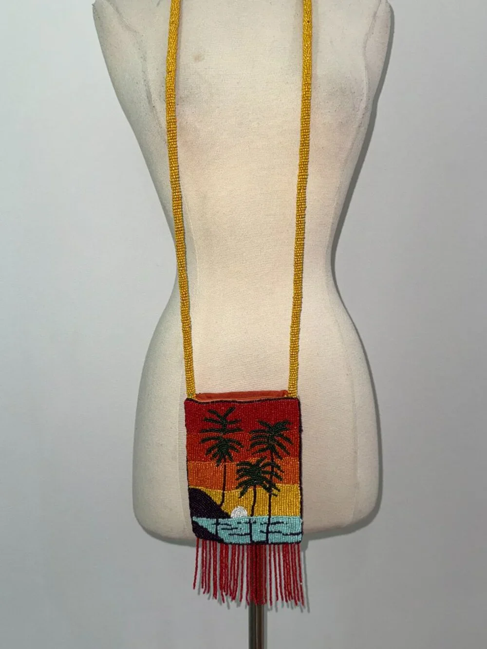 Urban Outfitters Beaded Sunset Palm Crossbody Bag New